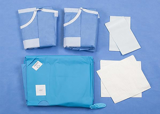 सी-सेक्शन प्रक्रिया पैक एसएमएस फैब्रिक स्टेरिल ग्रीन सर्जिकल पैक आवश्यक फाड़ना रोगी डिस्पोजेबल सर्जिकल पैक